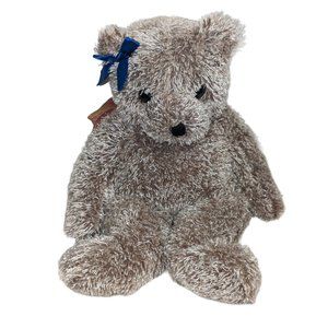 TY Classic Beanie Buddies Java the Bear Cuddly with pink ribbon 12"